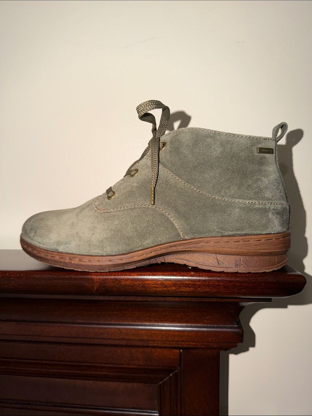 Comfortiva 9 Align Olive Green Suede Weatherproof Ankle Boots Side Zip